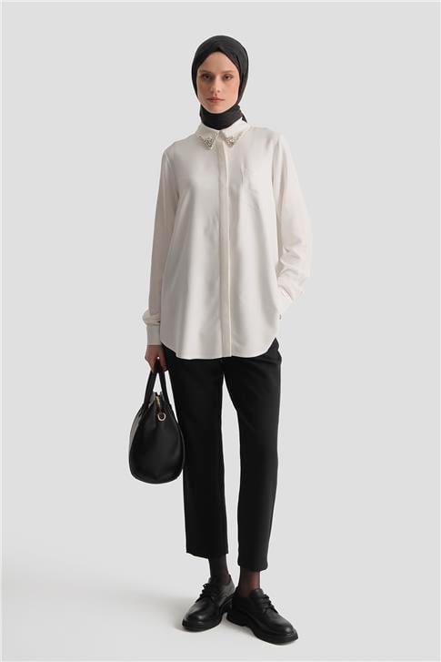 Cep Detaylı Tunik Beyaz