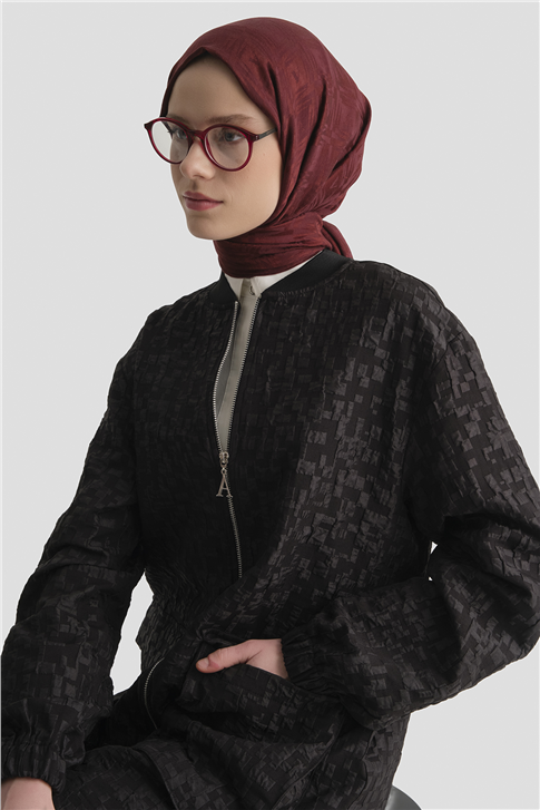 Jakarlı Cepli Ceket Siyah