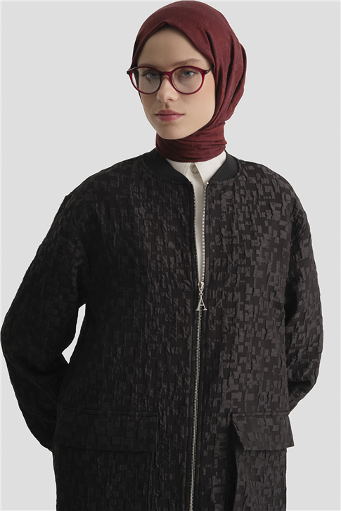 Jakarlı Cepli Ceket Siyah