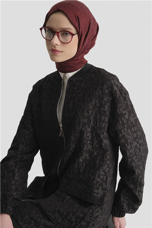Jakarlı Cepli Ceket Siyah