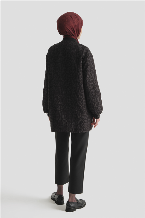 Jakarlı Cepli Ceket Siyah