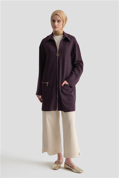 Pamuk Karışımlı Örme Kap Mürdüm