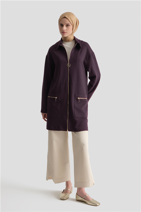 Pamuk Karışımlı Örme Kap Mürdüm