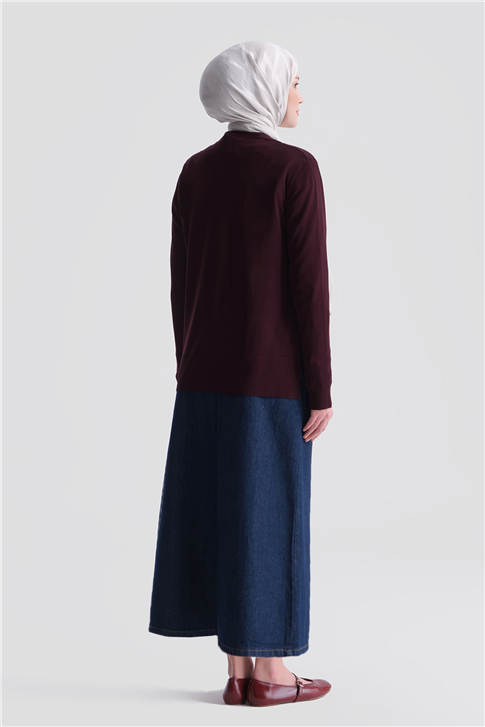 Basic Triko Hırka Bordo