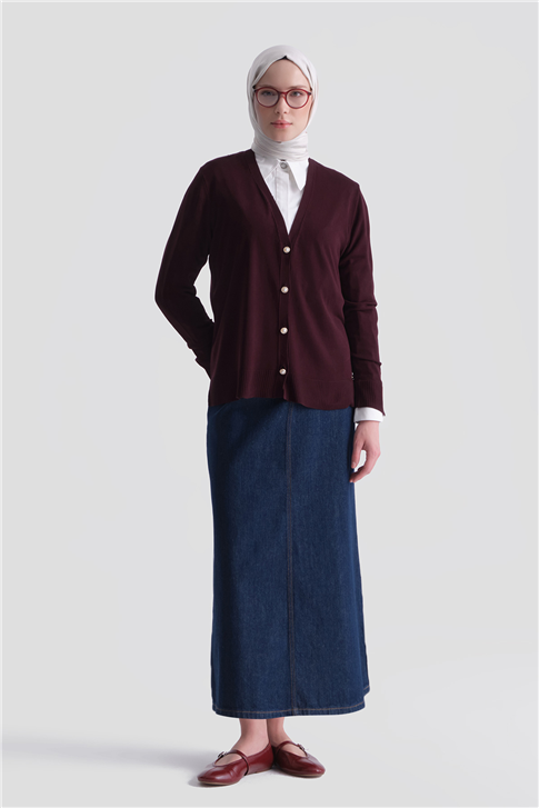 Basic Triko Hırka Bordo