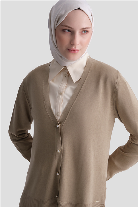 Basic Triko Hırka Camel