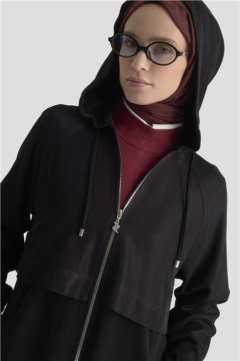 File Detaylı Kap Siyah