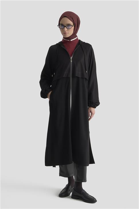 File Detaylı Kap Siyah