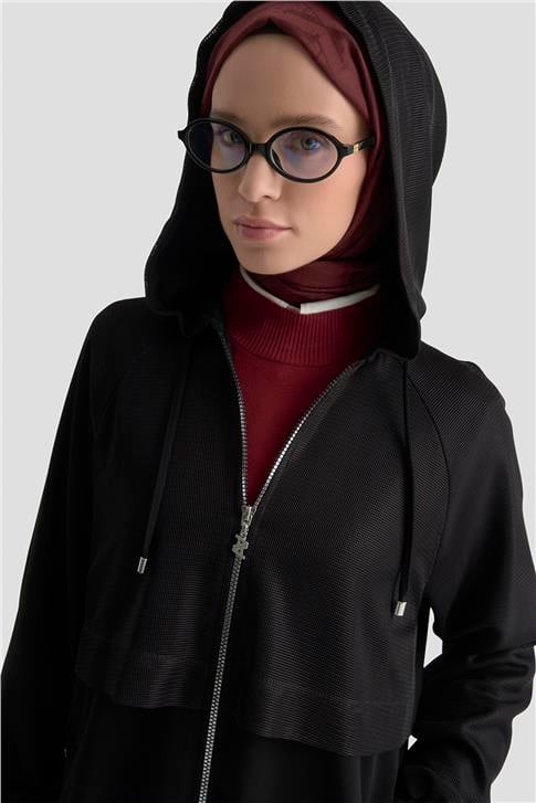 File Detaylı Kap Siyah