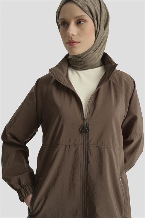 Kapüşonlu Yağmurluk Acı kahve