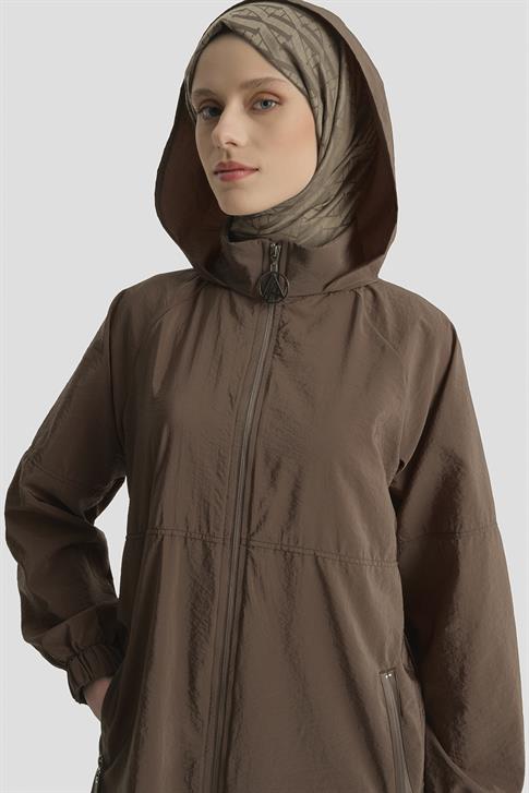 Kapüşonlu Yağmurluk Acı kahve