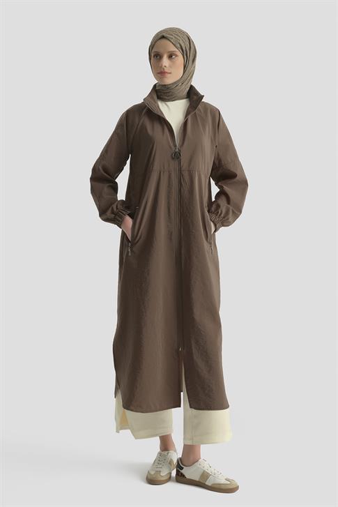 Kapüşonlu Yağmurluk Acı kahve