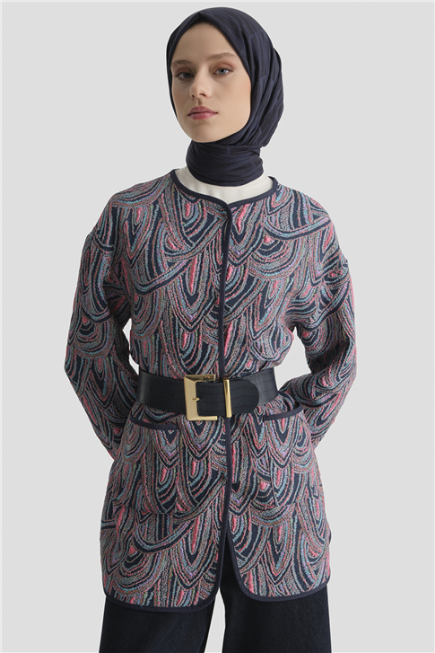 Soyut Desenli Kap İndigo