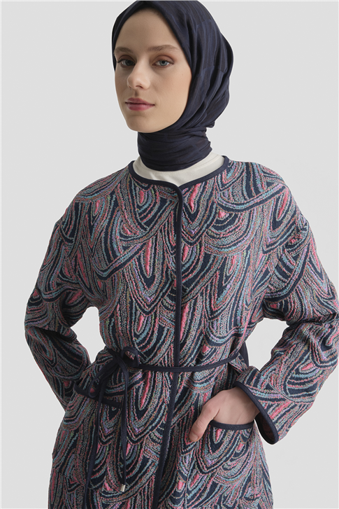 Soyut Desenli Kap İndigo