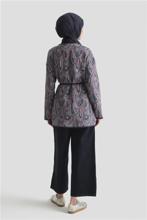 Soyut Desenli Kap İndigo