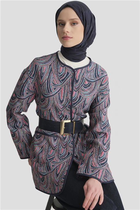 Soyut Desenli Kap İndigo