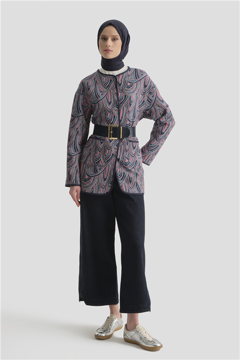 Soyut Desenli Kap İndigo