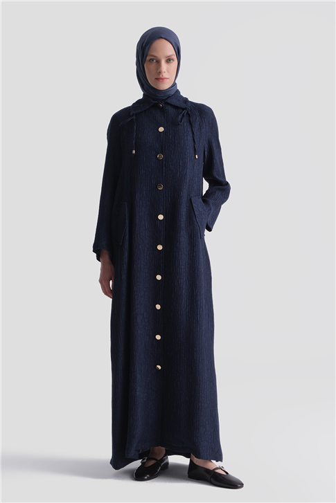 Jakarlı Pardesü Lacivert