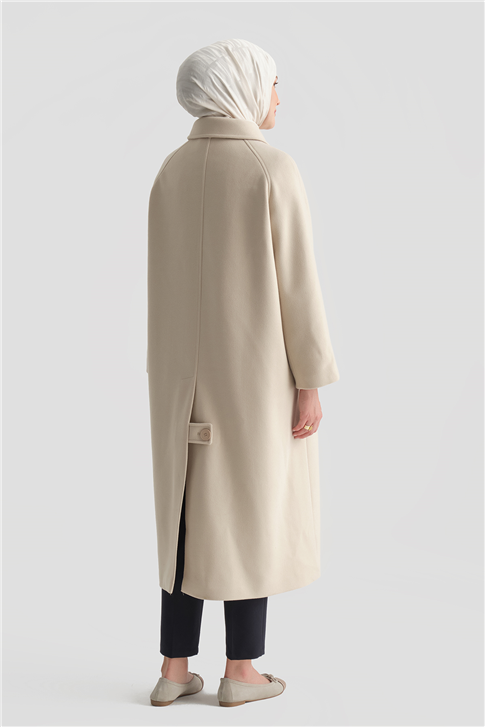 Oversize Kaşe Manto Bej 
