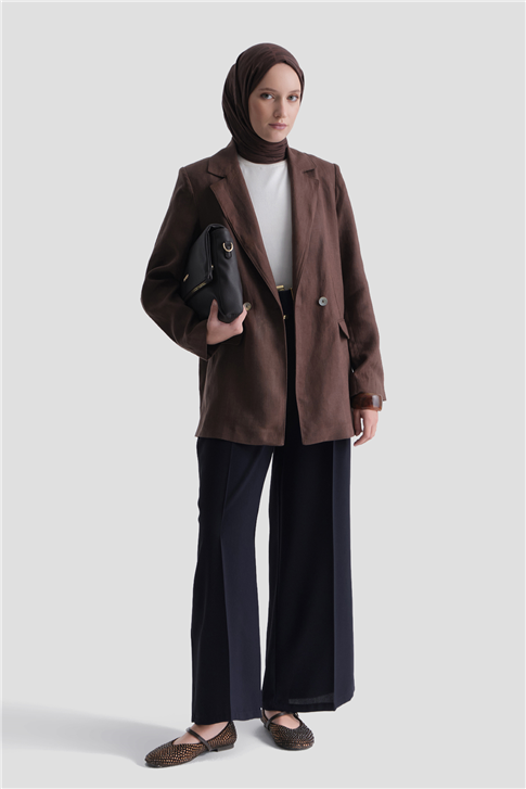 Lastikli Pileli Pantolon Lacivert