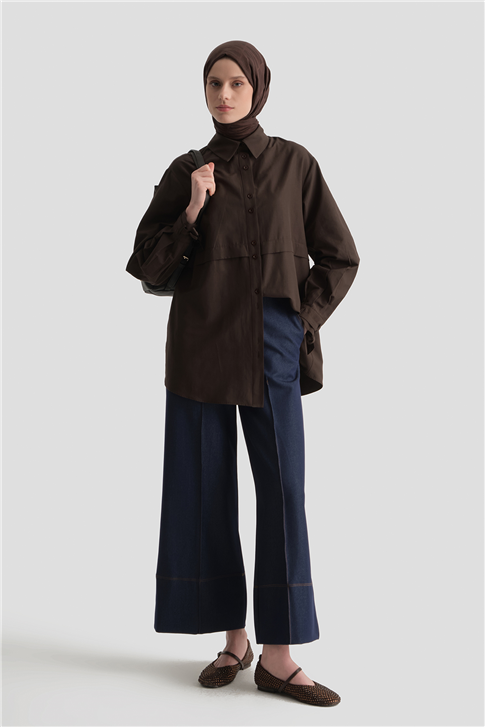 Dikiş Detaylı Denim Pantolon İndigo