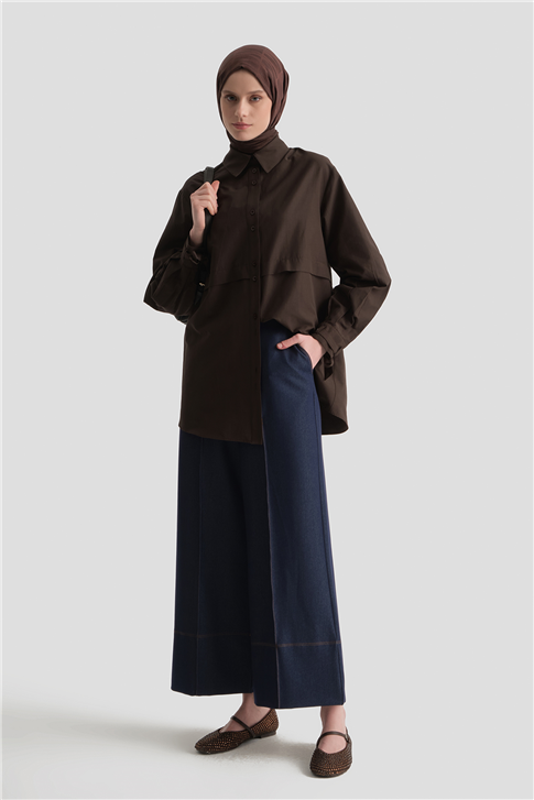 Dikiş Detaylı Denim Pantolon İndigo