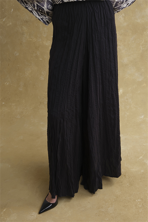 Kırışık Efektli Relax Pantolon Siyah