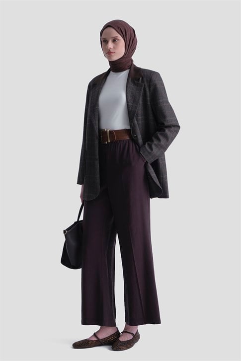 Beli Büzgülü Relax Pantolon Kahverengi