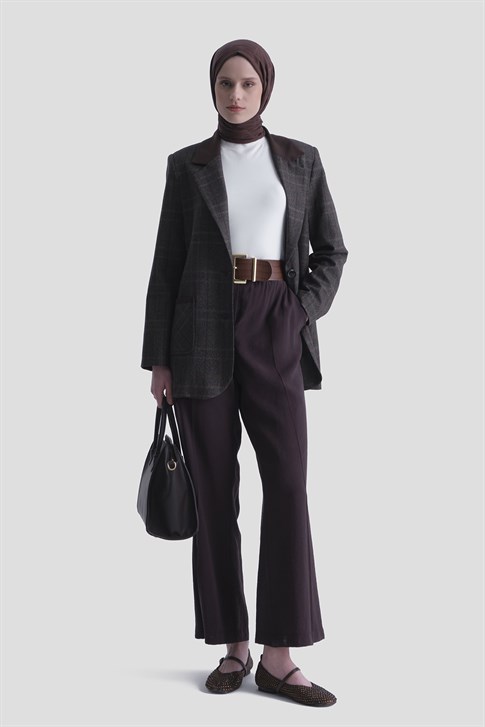 Beli Büzgülü Relax Pantolon Kahverengi