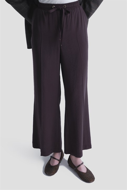 Beli Büzgülü Relax Pantolon Kahverengi