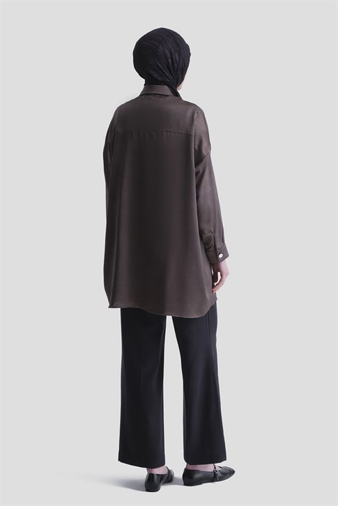 Beli Büzgülü Relax Pantolon Siyah