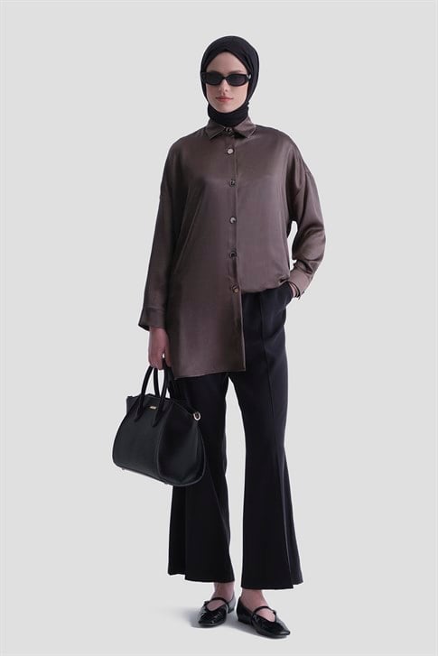 Beli Büzgülü Relax Pantolon Siyah