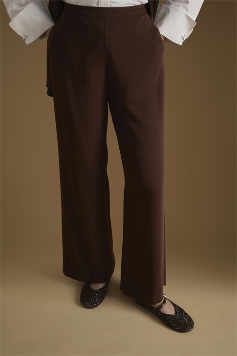 Pileli Palazzo Pantolon Acı kahve