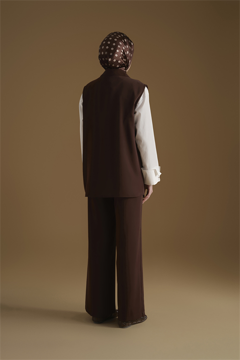 Pileli Palazzo Pantolon Acı kahve