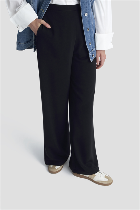 Pileli Palazzo Pantolon Siyah