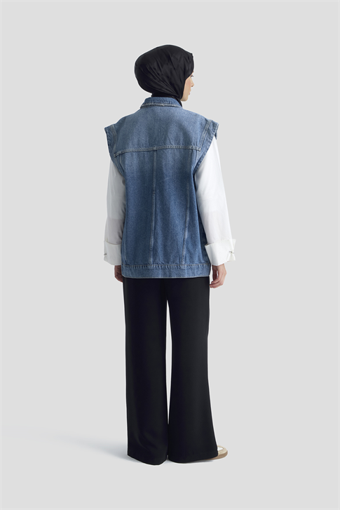 Pileli Palazzo Pantolon Siyah