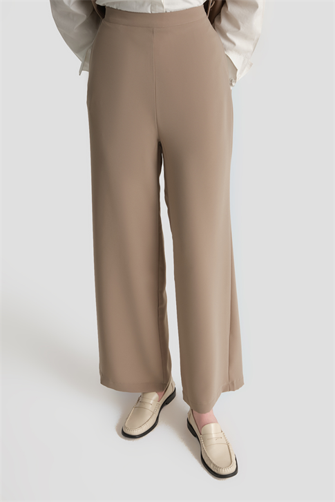 Pileli Palazzo Pantolon Vizon