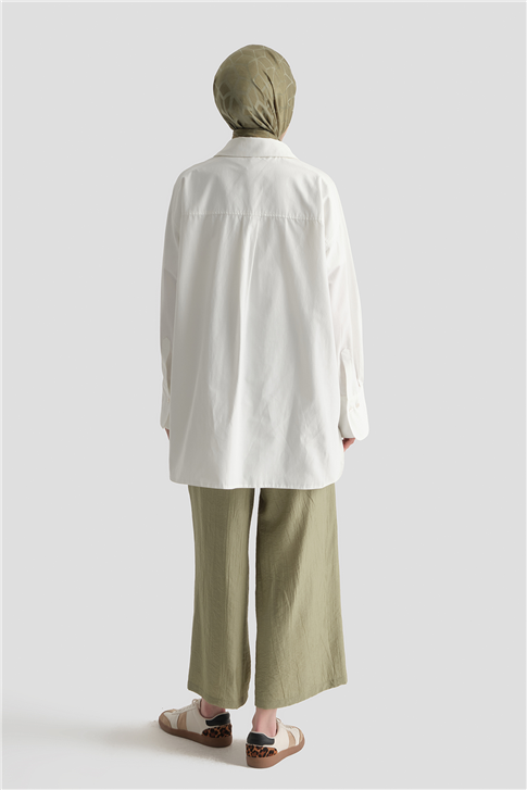 Beli Lastikli Palazzo Pantolon Haki