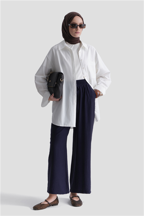 Beli Lastikli Palazzo Pantolon Lacivert