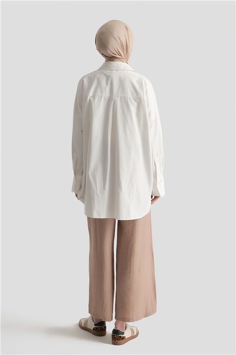 Beli Lastikli Palazzo Pantolon Vizon