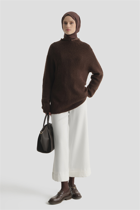 Katlı Paça Pantolon Ekru