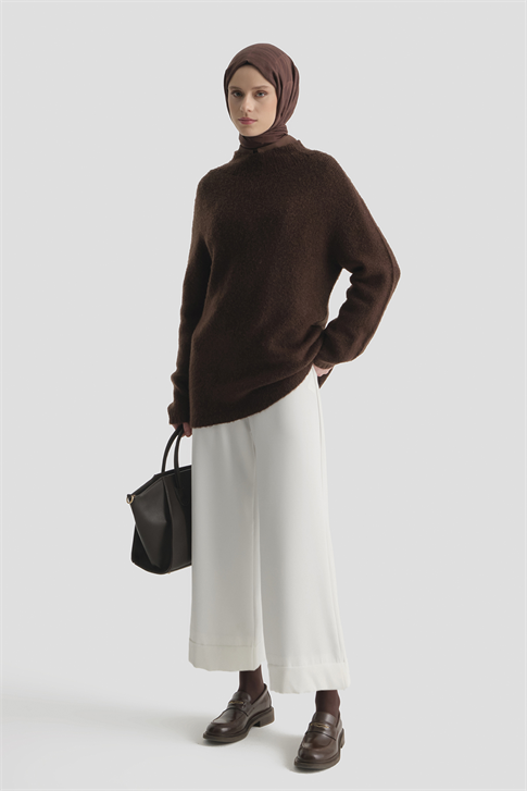 Katlı Paça Pantolon Ekru