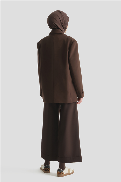 Katlı Paça Pantolon Kahve