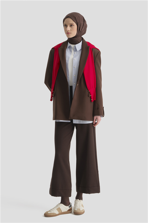 Katlı Paça Pantolon Kahve