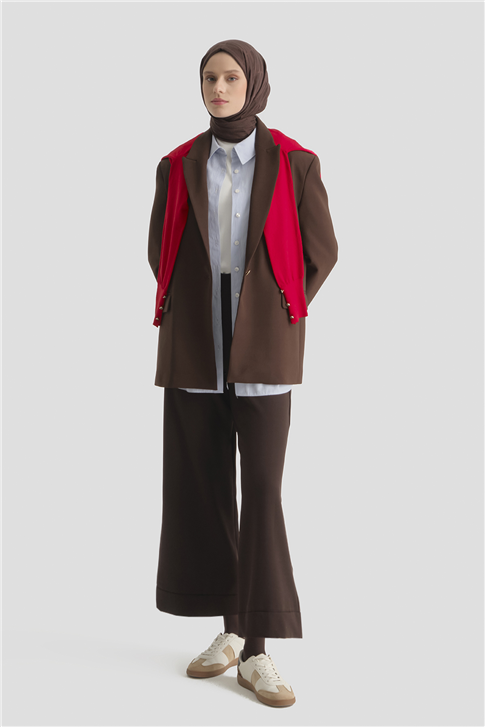 Katlı Paça Pantolon Kahve