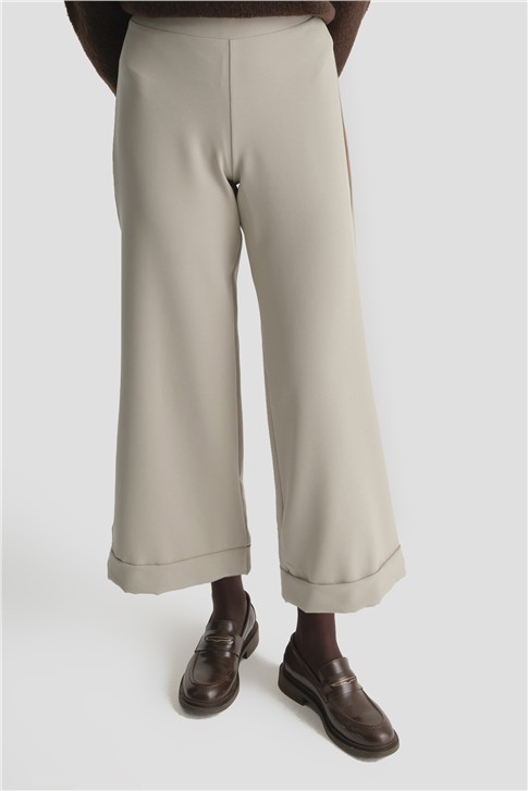 Katlı Paça Pantolon Taş