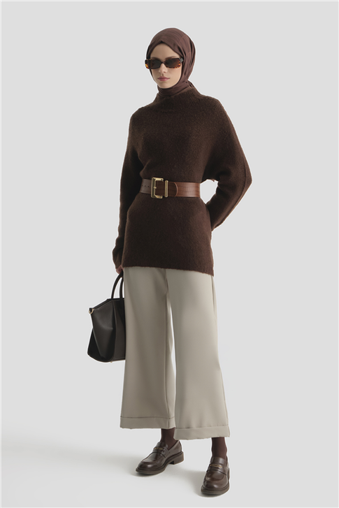 Katlı Paça Pantolon Taş