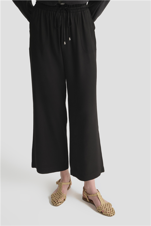 Beli Lastikli Palazzo Pantolon Siyah