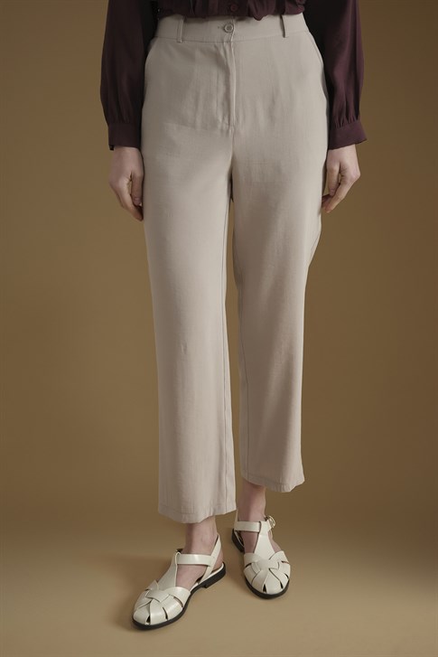 Straight Pantolon Bej