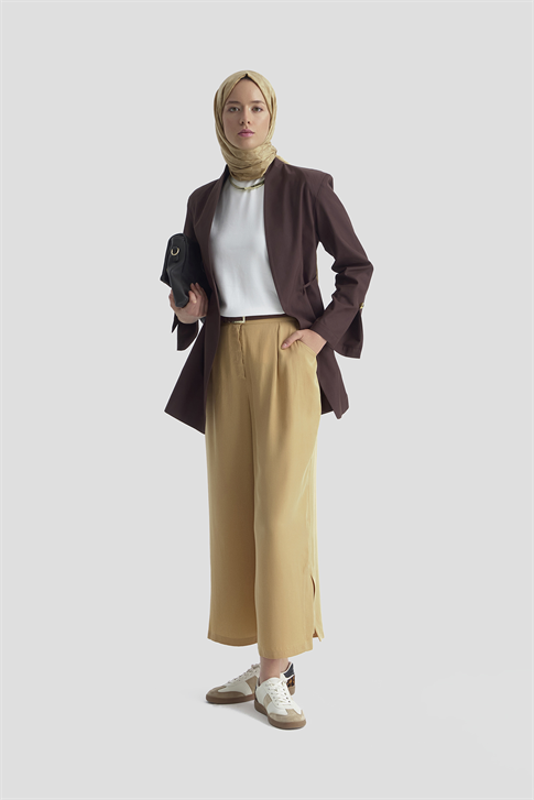 Tencel Palazzo Pantolon Camel